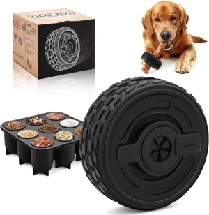 3-in-1 Dog Treat Toy for Aggressive Chewer, Natural Rubber Dog Puzzle, Bully Stick Holder, Frozen Treat Dispensing Toy for Small Medium Large Breeds
