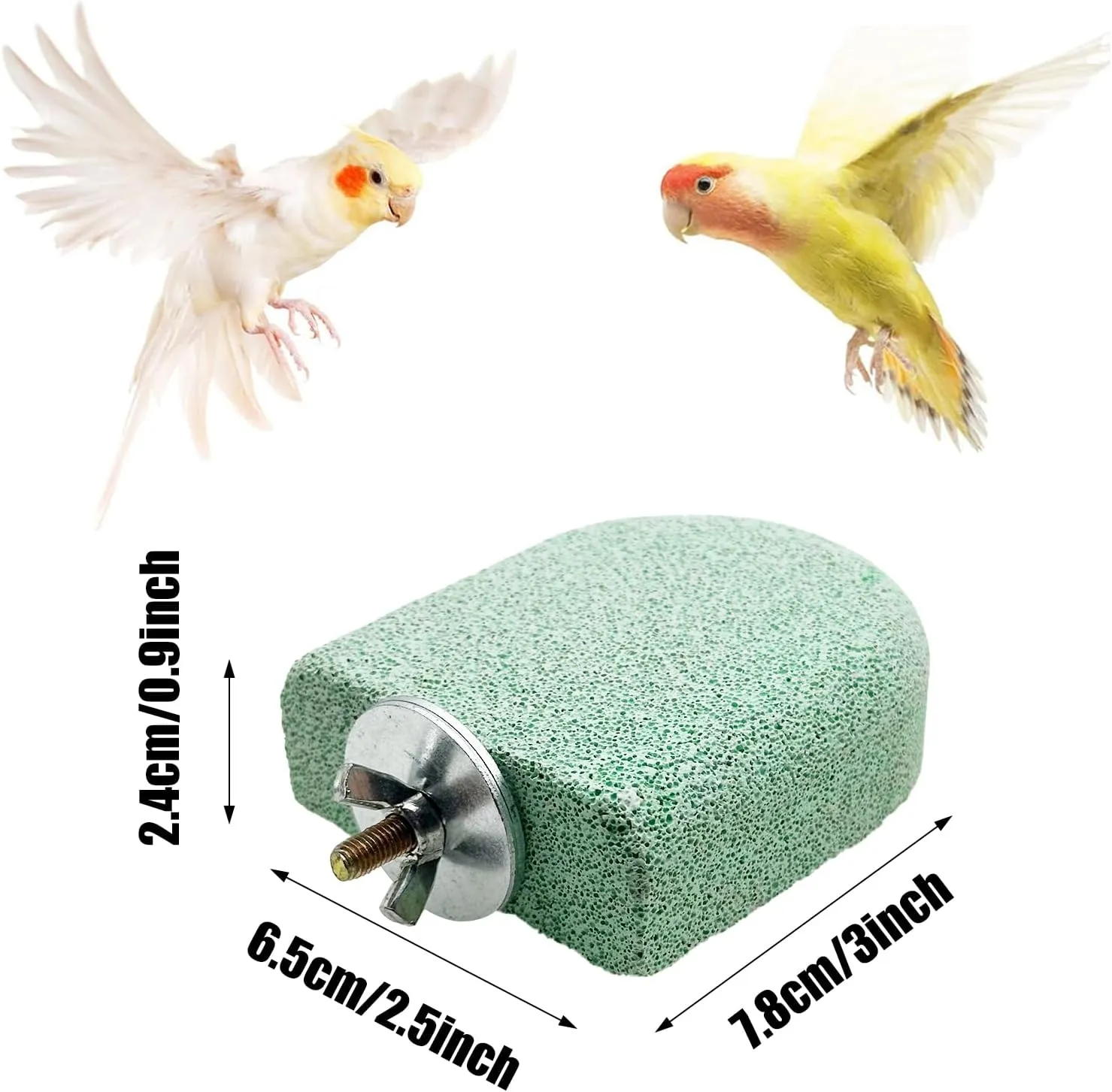 Allazone Pet Teeth Grinding Stone and Perch, Bird Perch Stands, Natural Chewing Toys for Small Medium Birds Budgies Conures Cockatiels Rats (4 Colores, Small)