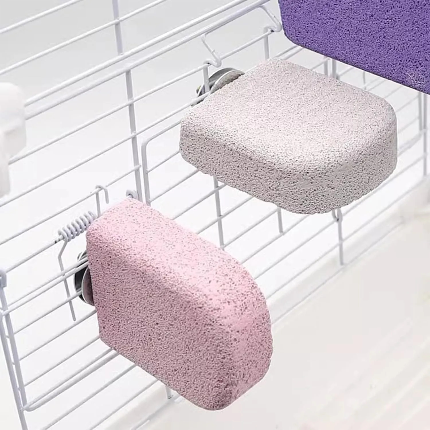 Allazone Pet Teeth Grinding Stone and Perch, Bird Perch Stands, Natural Chewing Toys for Small Medium Birds Budgies Conures Cockatiels Rats (4 Colores, Small)