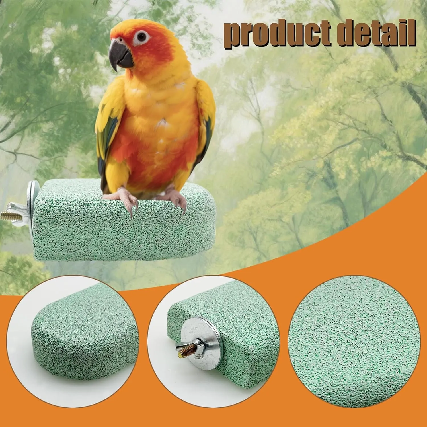 Allazone Pet Teeth Grinding Stone and Perch, Bird Perch Stands, Natural Chewing Toys for Small Medium Birds Budgies Conures Cockatiels Rats (4 Colores, Small)