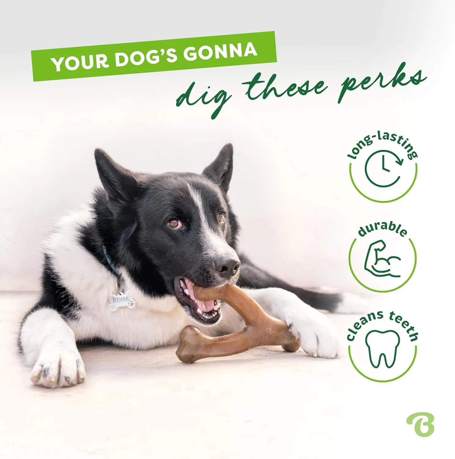 Benebone Indestructible Wishbone Dog Chew Toy for Aggressive Chewers, Long Lasting Tough Boredom Breaker for Dogs, Real Peanut Flavour, For Medium Dogs, Made in the USA.