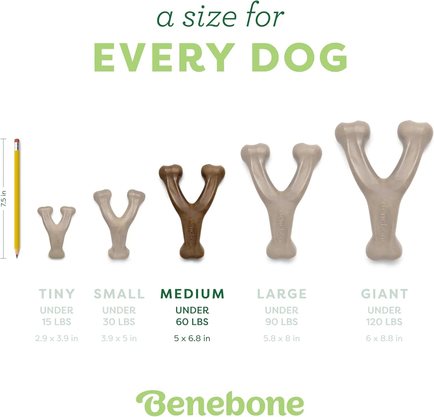Benebone Indestructible Wishbone Dog Chew Toy for Aggressive Chewers, Long Lasting Tough Boredom Breaker for Dogs, Real Peanut Flavour, For Medium Dogs, Made in the USA.