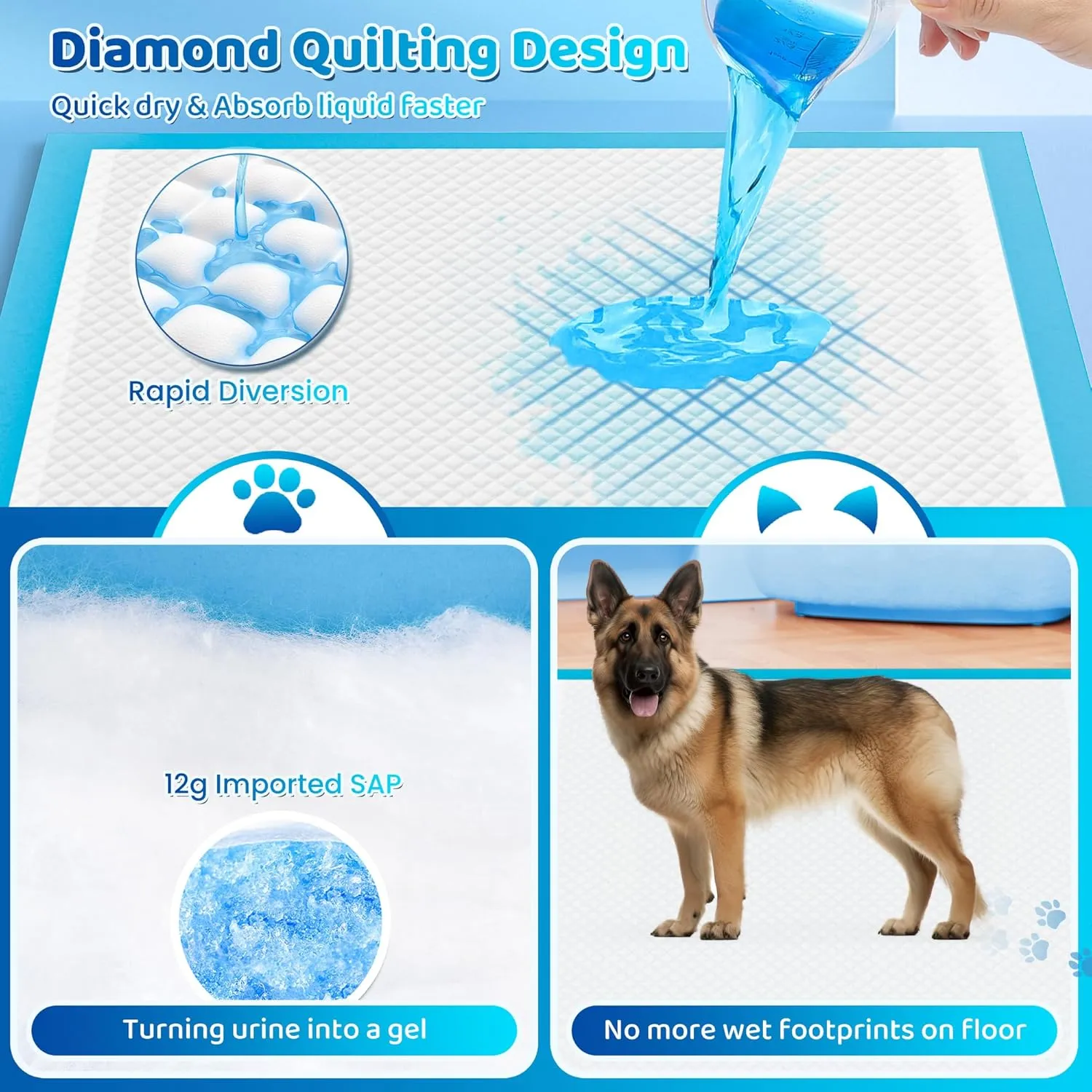 Bulubaky Upgrade Leak-Proof Pet Training and Puppy Pads, Jumbo 36"x36" Pee Pads for Dogs with Thicken Polymer Heavy Absorbency, Quick Dry Disposable Pee Pads for Cats Dogs Rabbit Parrots