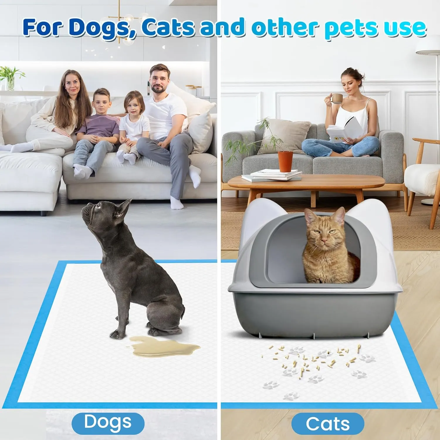 Bulubaky Upgrade Leak-Proof Pet Training and Puppy Pads, Jumbo 36"x36" Pee Pads for Dogs with Thicken Polymer Heavy Absorbency, Quick Dry Disposable Pee Pads for Cats Dogs Rabbit Parrots