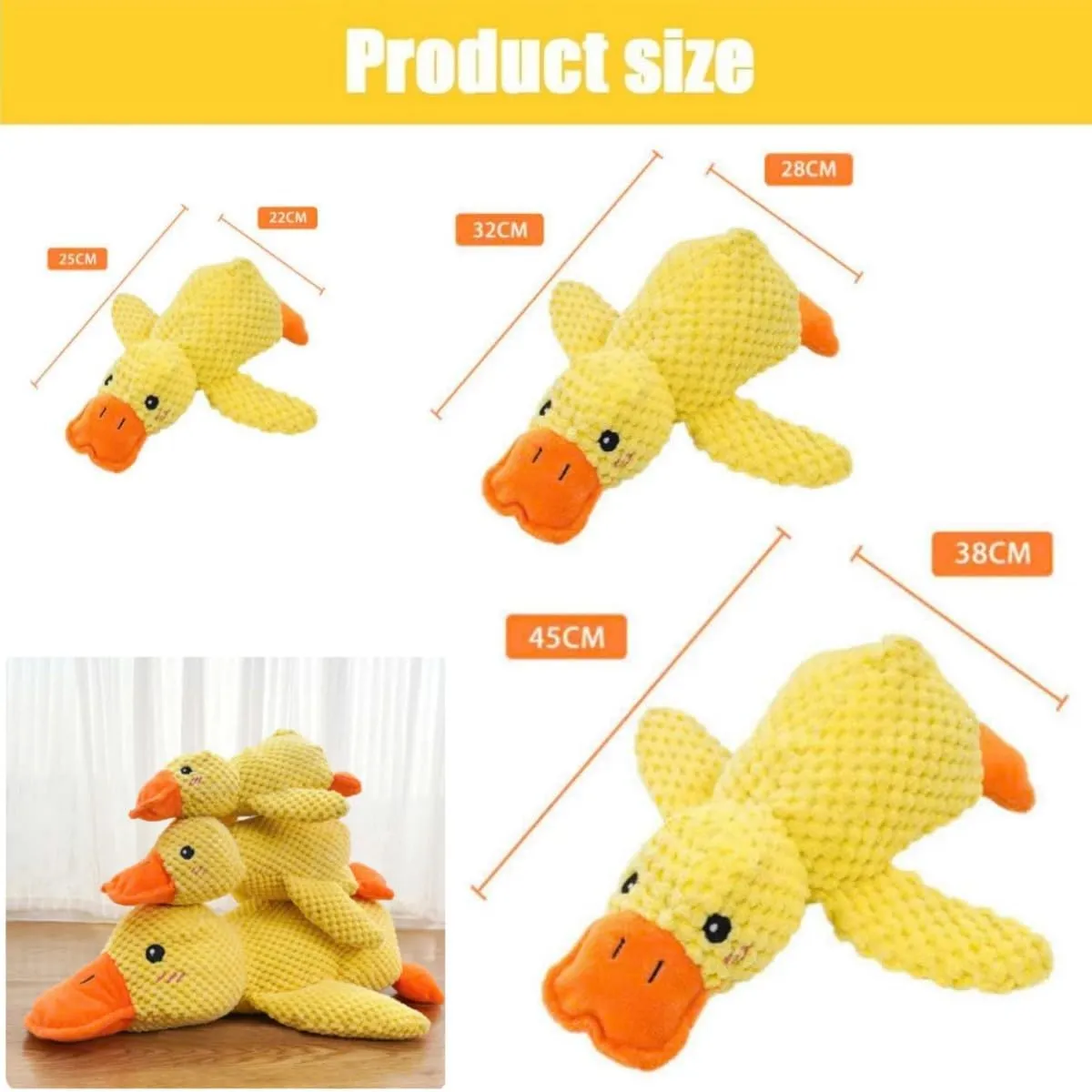 Calming Duck Dog Toy 2024 Upgrade - Mellow Indestructible Robust Chew Resistant Squeaky Toy (L)