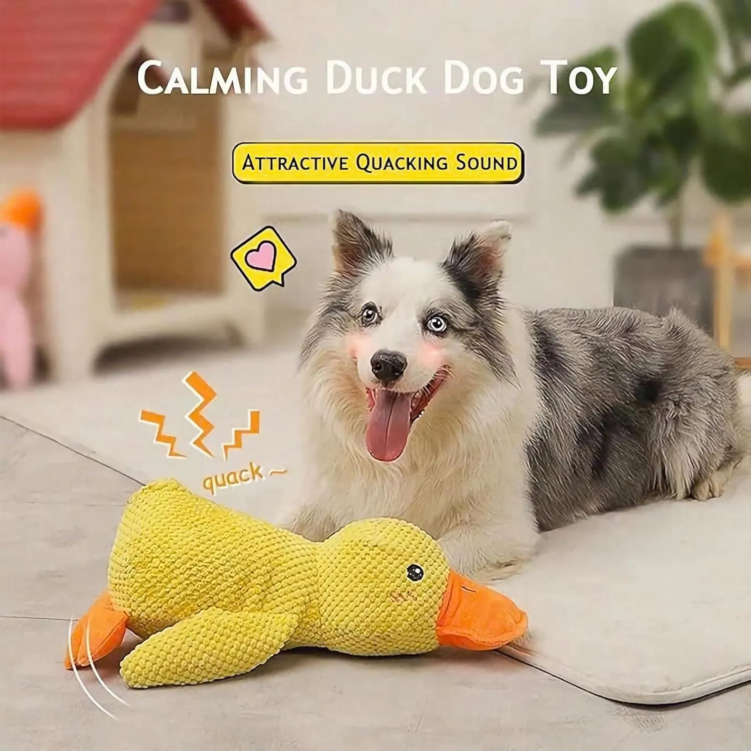 Calming Duck Dog Toy 2024 Upgrade - Mellow Indestructible Robust Chew Resistant Squeaky Toy (L)