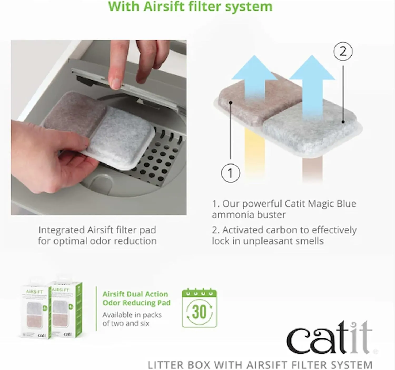 Catit Airsift Jumbo Hooded Litter Pan, Warm Gray/White - Privacy and Easy Access for Cleaning - Ideal for Larger or Multiple Cat Households