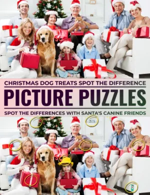 Christmas Dog Treats Spot the Difference Picture Puzzles: Spot the Differences with Santa's Canine Friends Paperback  September 15, 2023