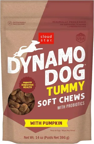 Cloud Star Dynamo Dog Tummy Treats  Soft & Chewy Probiotics Support for Dogs (14 oz. Pumpkin and Ginger) (20212)