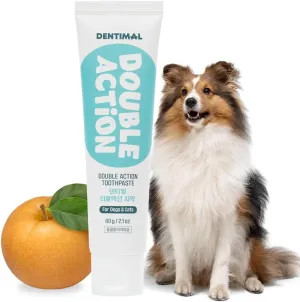 Dentimal Double Action Toothpaste for Dogs & Cats, Pear Stone Cell Formula for Dual-Action Cleaning, Removes Plaque & Tartar, Freshens Breath, (2 fl oz/ 60g)