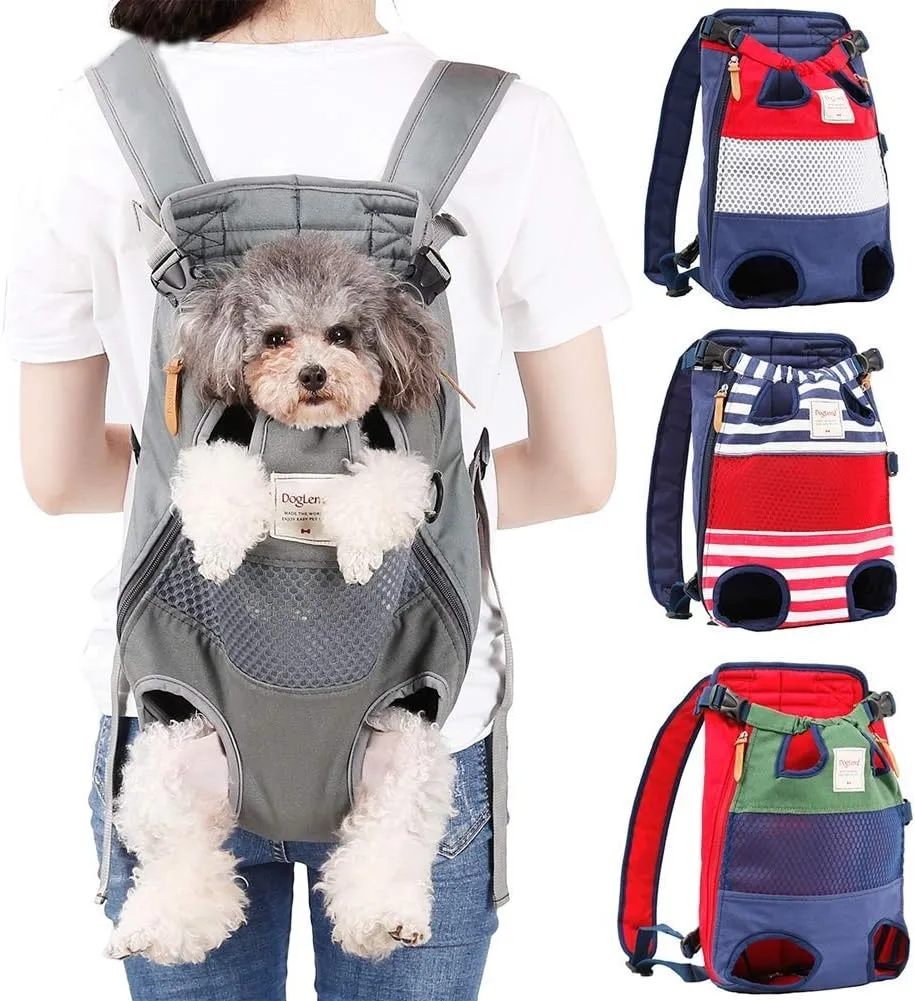 Dog Carrier Backpack - Legs Out Front - Facing Pet Carrier Backpack for Small Medium Large Dogs, Airline Approved Handsa - Canvas Mesh Free Cat Travel Bag for Walking Hiking Bike and Motorcycle