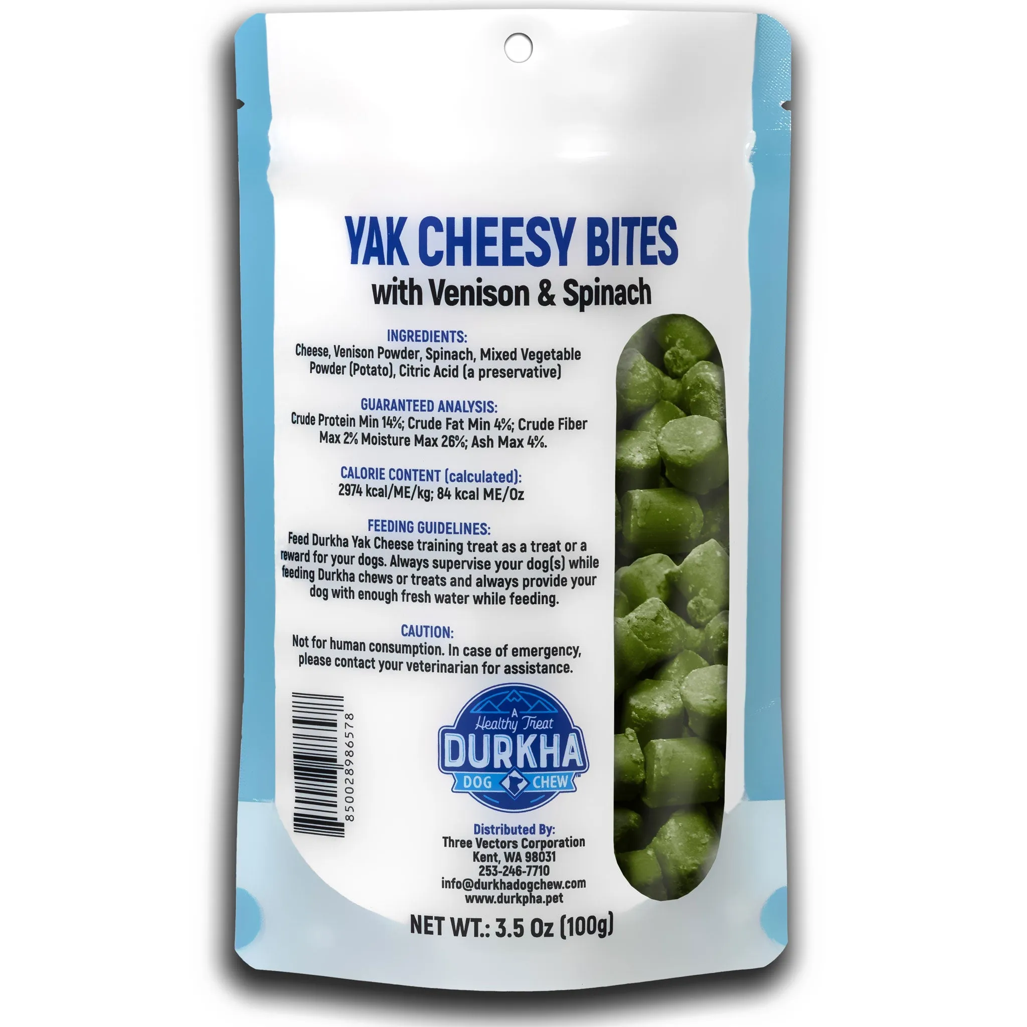 Durkha Yak Cheesy Bites Dog Venison & Spinach 3.5 oz