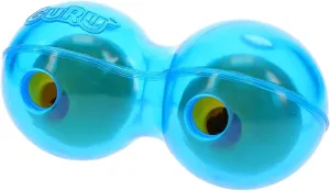 Guru Duo Ball - Medium -7.25" Blue Dog Toy, Interactive Treat Dispensing, Slow Feeding, Easy Loading, Durable Rubber, Roll-Spin-Tumble-Solve