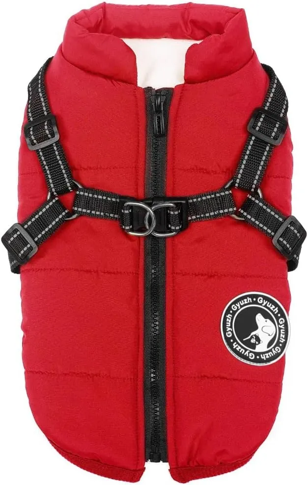 Gyuzh Dog Coat with Harness Puppy Coats Small Dog Harness Jacket Winter Waterproof Jackets for Smal Medium Large Dogs