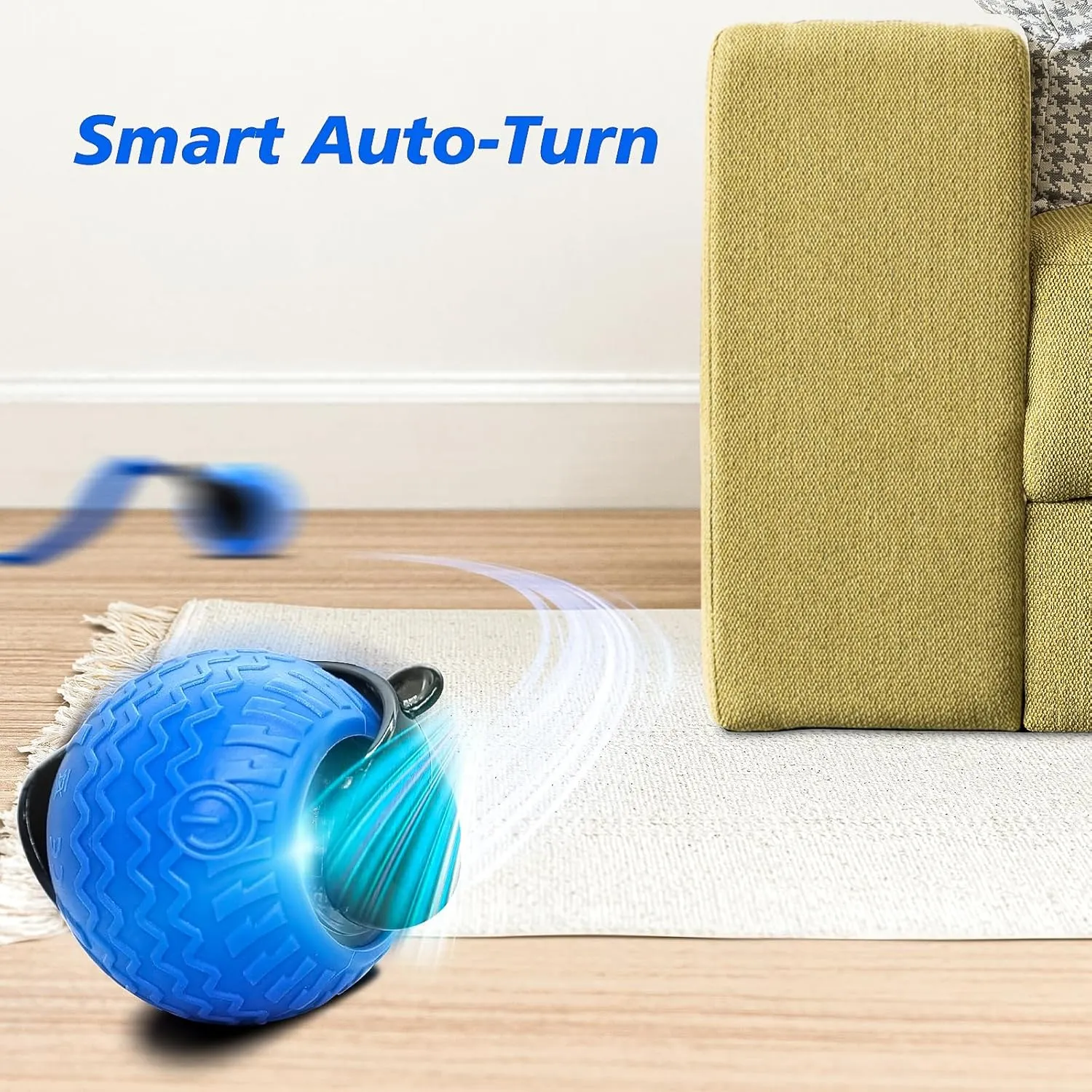 Interactive Cat Toy for Indoor Cats, Speedy Ball with Tail, Automatic Moving Cat Balls for Bored Indoor Adult Cats, 360Automatic Rolling Ball Toy, Two Speed AdjustmentBlue