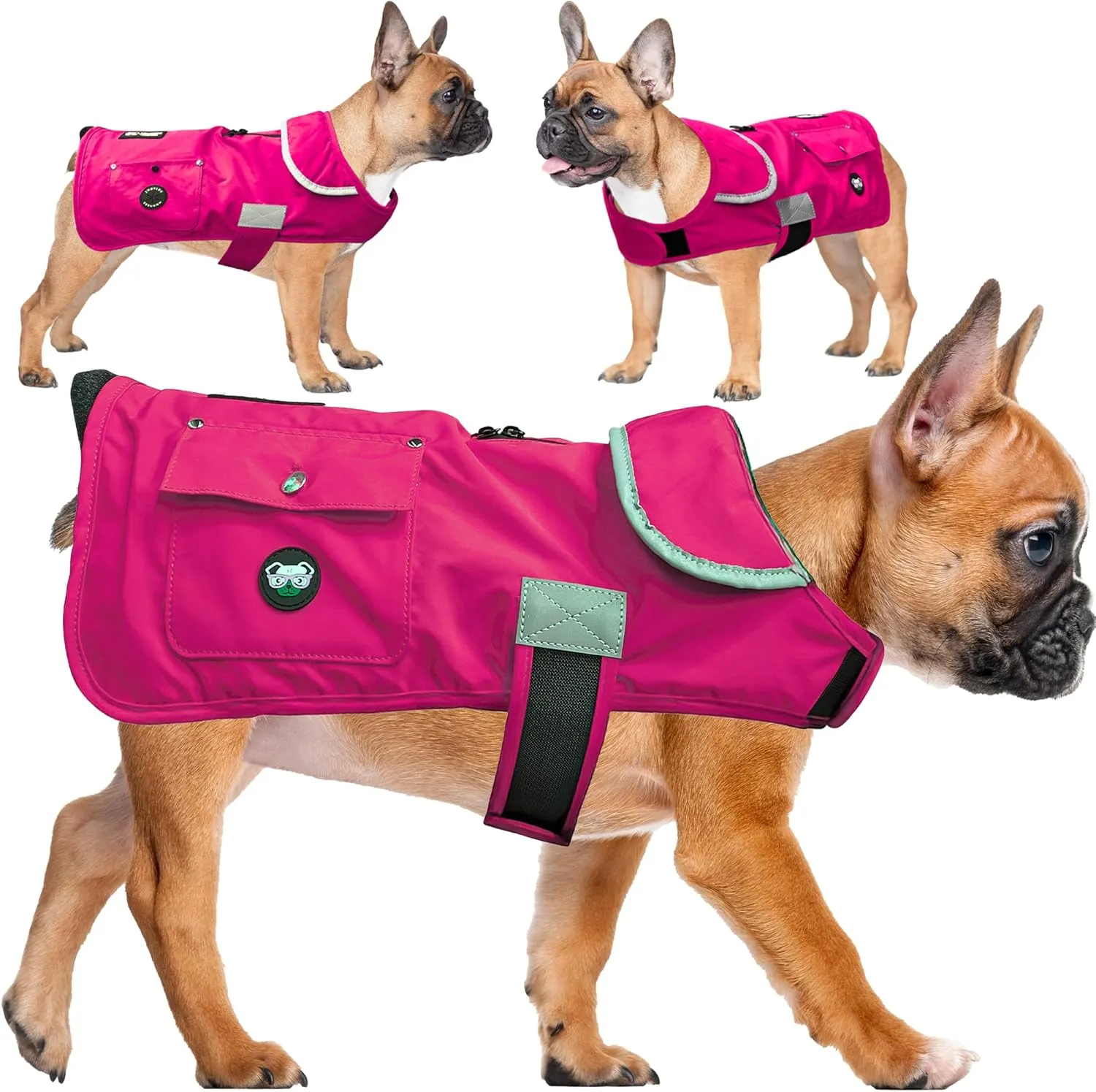 Joyride Harness FrostFlex Dog Winter Jacket - Fleece Lined & Water-Resistant - Snowsuit with Pockets for Treats & Poop Bags - Durable Cold Weather Dog Coat - Pink Berry-M