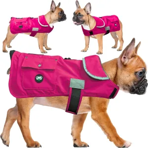 Joyride Harness FrostFlex Dog Winter Jacket - Fleece Lined & Water-Resistant - Snowsuit with Pockets for Treats & Poop Bags - Durable Cold Weather Dog Coat - Pink Berry-M