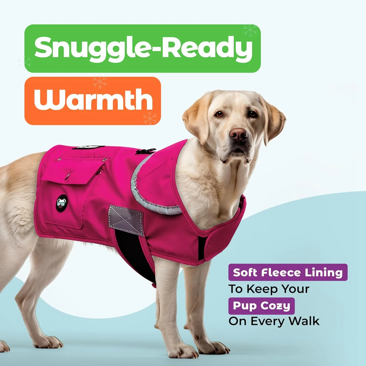 Joyride Harness FrostFlex Dog Winter Jacket - Fleece Lined & Water-Resistant - Snowsuit with Pockets for Treats & Poop Bags - Durable Cold Weather Dog Coat - Pink Berry-M