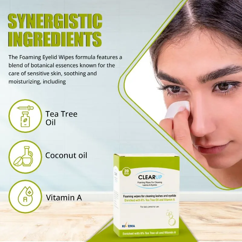 Kivema Ltd ClearUp Eyelid Wipes with 6% Tea Tree Oil - 20 Pieces
