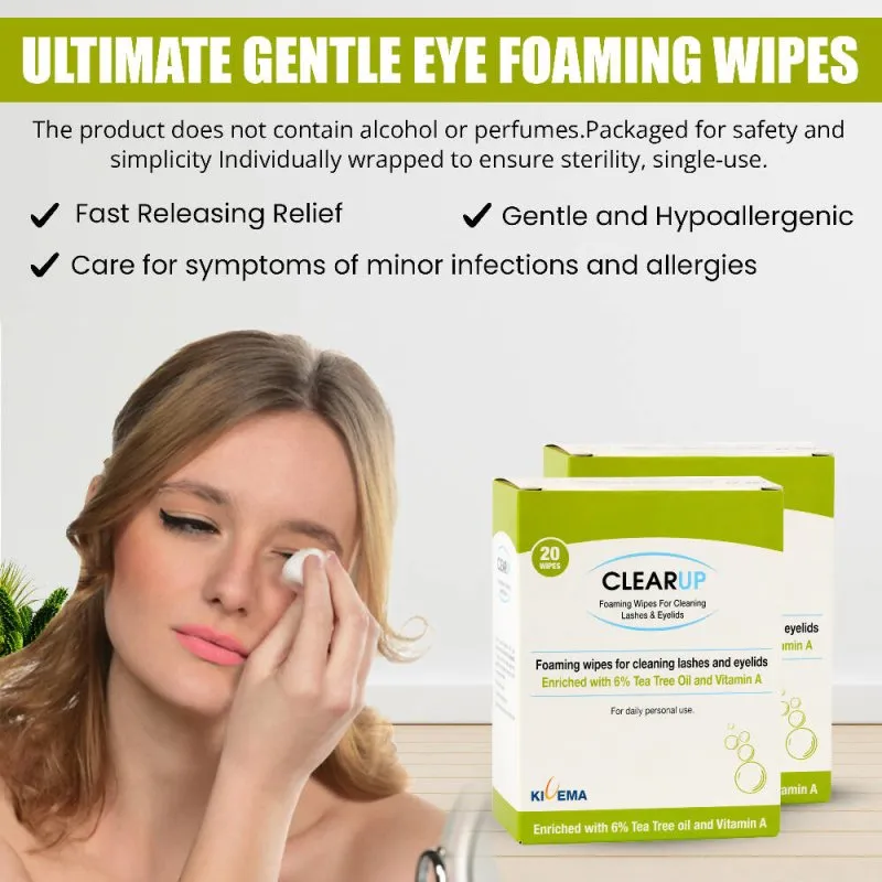 Kivema Ltd ClearUp Eyelid Wipes with 6% Tea Tree Oil - 20 Pieces