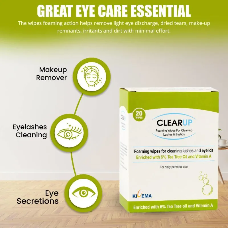 Kivema Ltd ClearUp Eyelid Wipes with 6% Tea Tree Oil - 20 Pieces