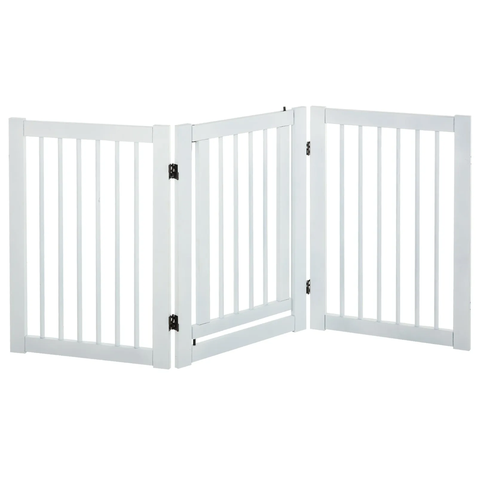 MDF Freestanding Expandable Pet Gate w/ Latched Door White