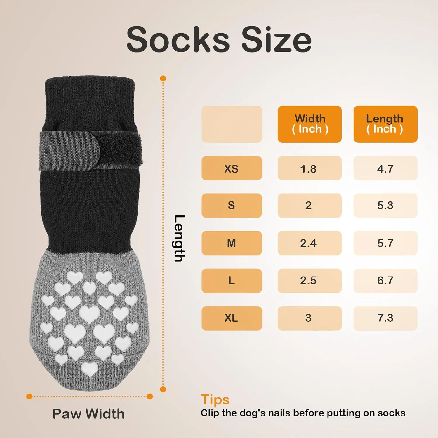 Non-Slip Dog Socks Prevent Licking Paws,Grippy Socks for Senior Dog Walk on Hardwood Floor,Paw Protectors,Black 2 Pairs,L