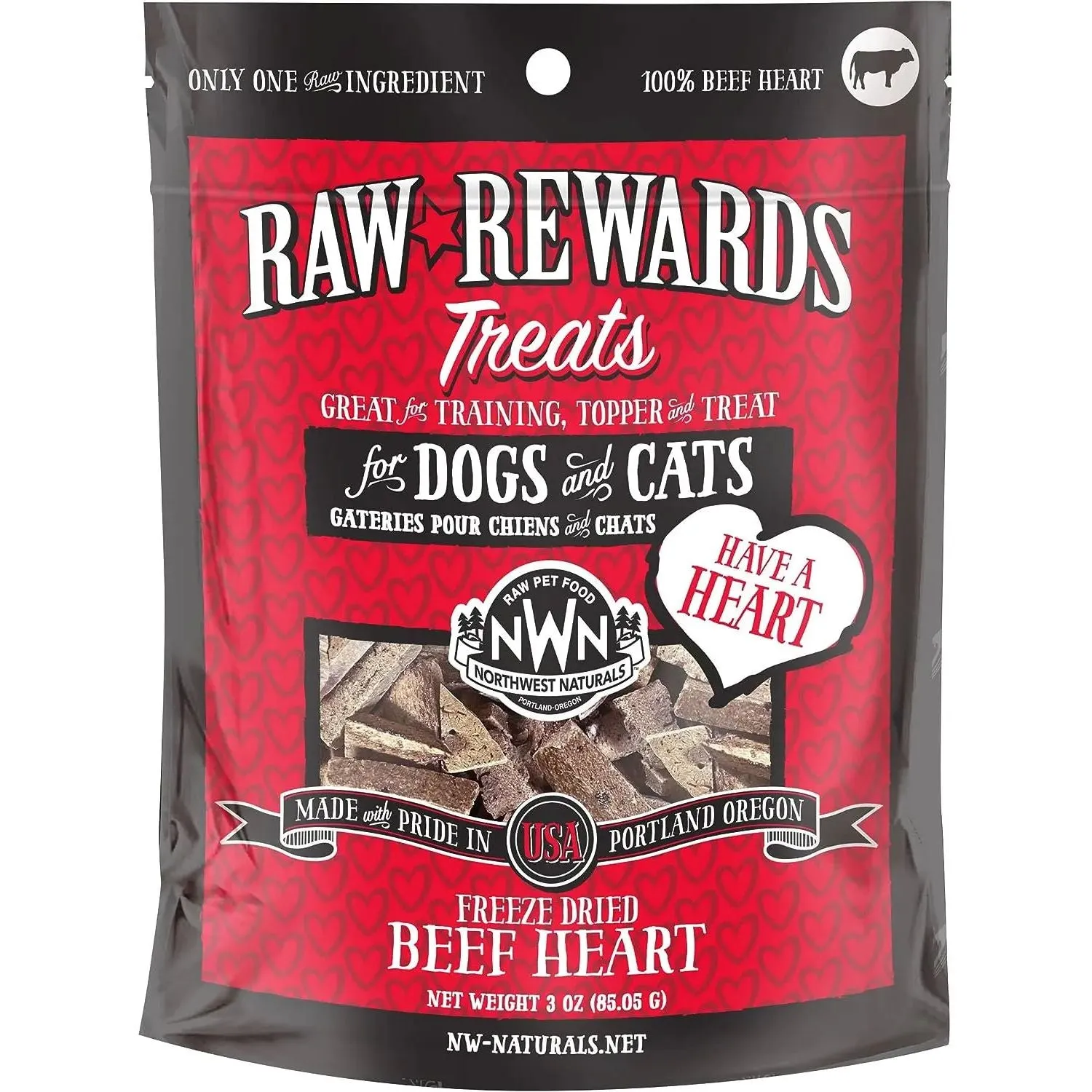 Northwest Naturals Beef Heart Freeze-Dried Treats for Dogs and Cats