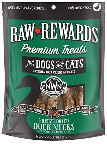 Northwest Naturals Freeze Dried Raw Duck Neck Freeze-Dried Cat and Dog Treats - 6 count Bag