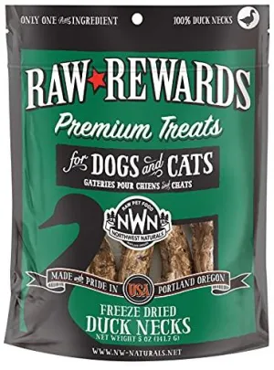 Northwest Naturals Freeze Dried Raw Duck Neck Freeze-Dried Cat and Dog Treats - 6 count Bag