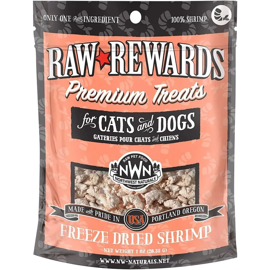 Northwest Naturals Shrimp Freeze-Dried Treats for Dogs and Cats 1oz