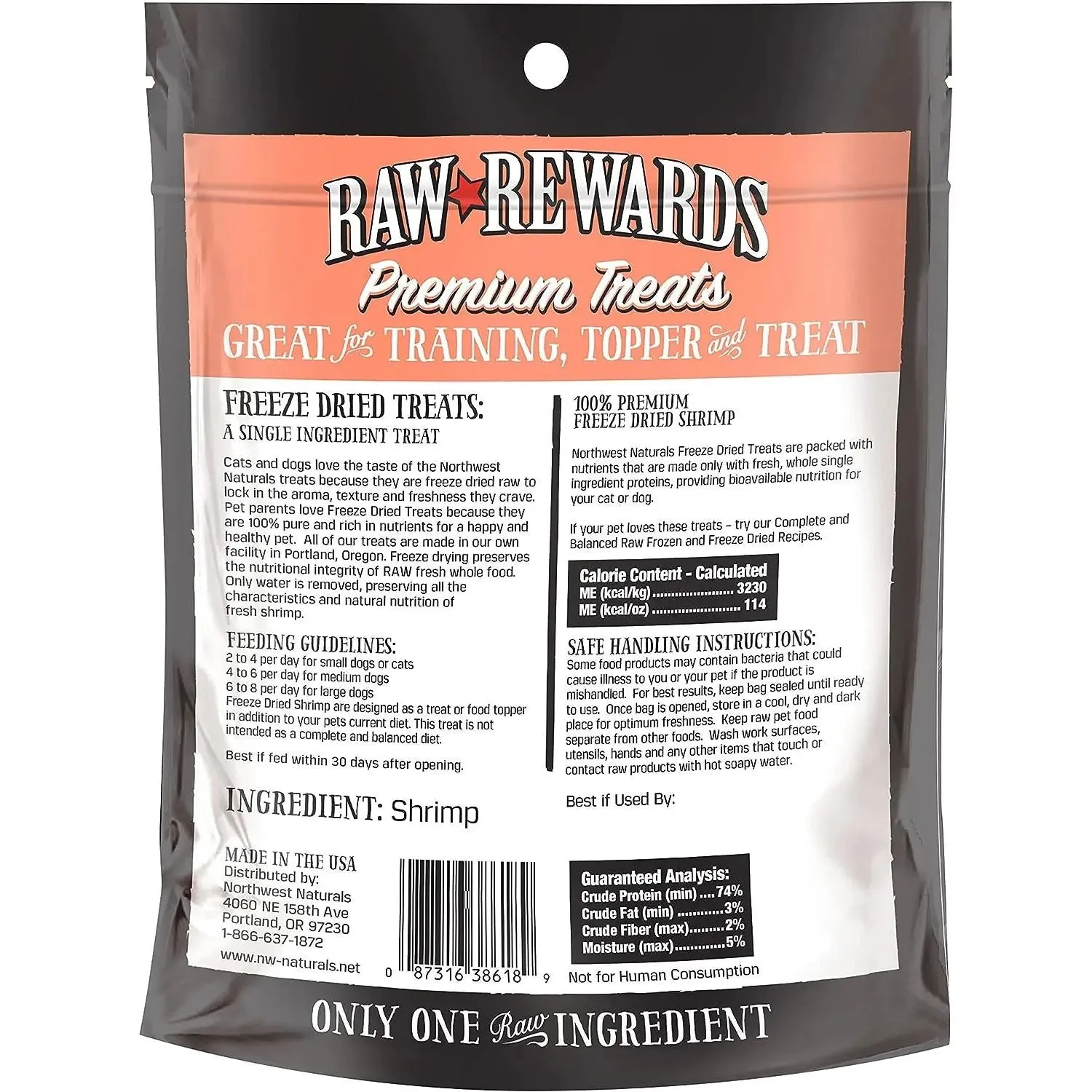 Northwest Naturals Shrimp Freeze-Dried Treats for Dogs and Cats 1oz