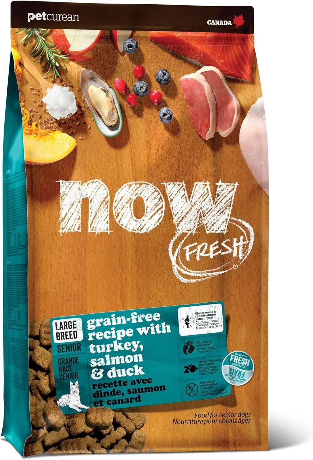 Now Fresh Grain-Free, Dry Dog Food, Real Meat and Fish, Turkey, Salmon and Duck Large Breed Senior Recipe, 25 lb Bag