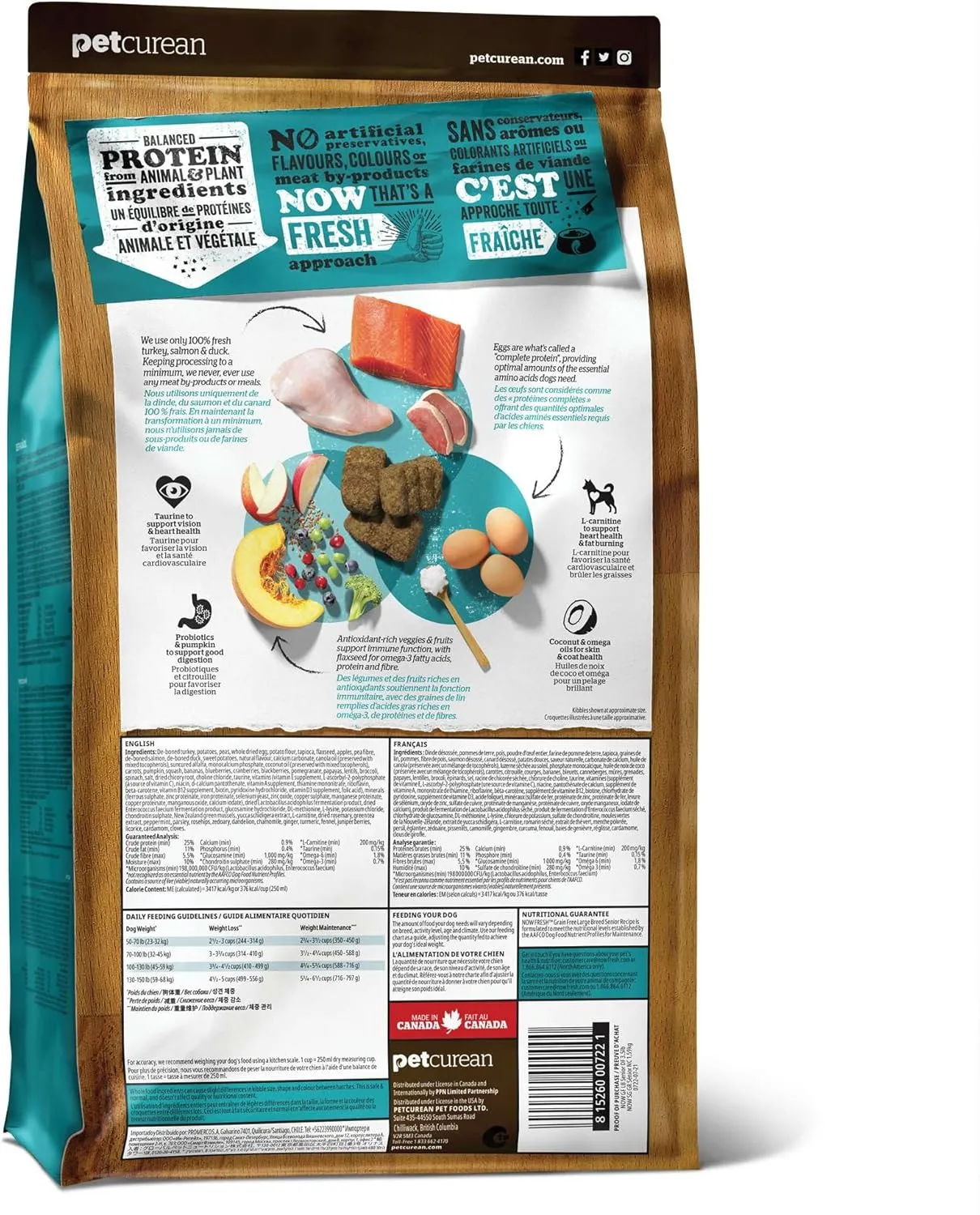 Now Fresh Grain-Free, Dry Dog Food, Real Meat and Fish, Turkey, Salmon and Duck Large Breed Senior Recipe, 25 lb Bag