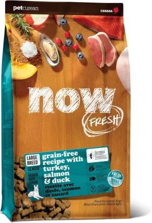 Now Fresh Grain-Free, Dry Dog Food, Real Meat and Fish, Turkey, Salmon and Duck Large Breed Senior Recipe, 25 lb Bag