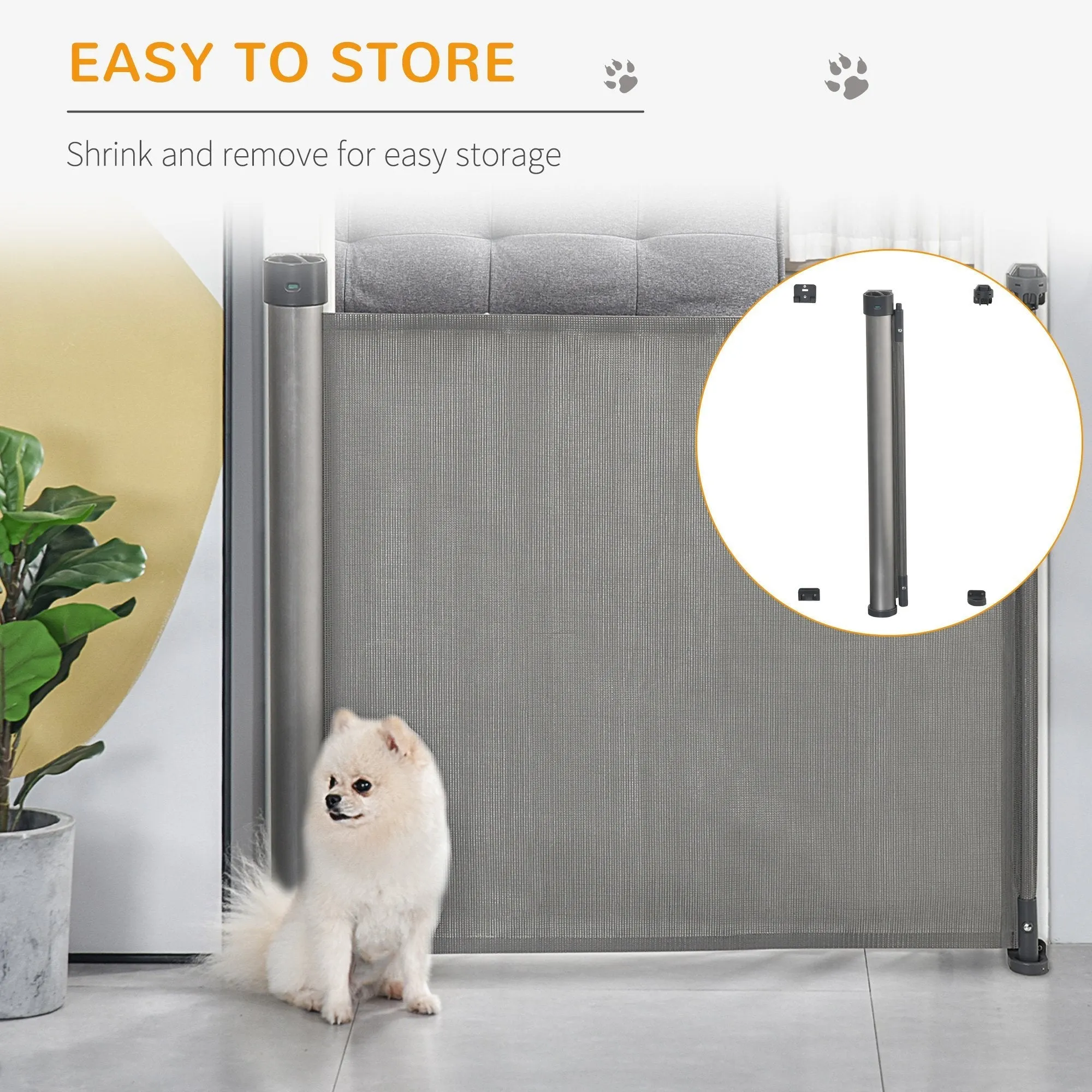 PawHut Retractable Stair Gate for Dogs 140cm Extendable