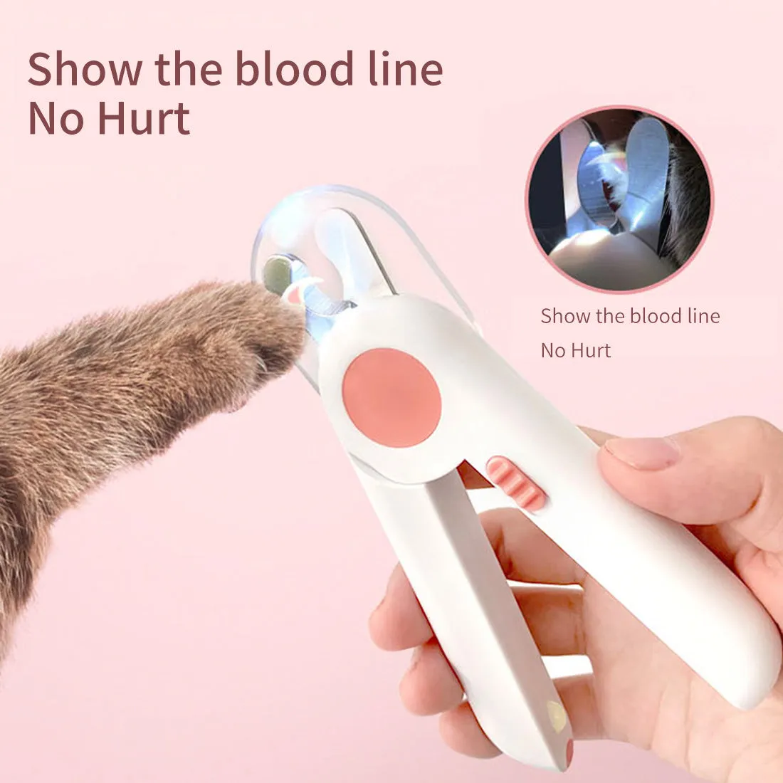 Pet LED Nail Clipper Dog Trimmer Hidden File Cutter Cat Puppy Rabbit Grooming
