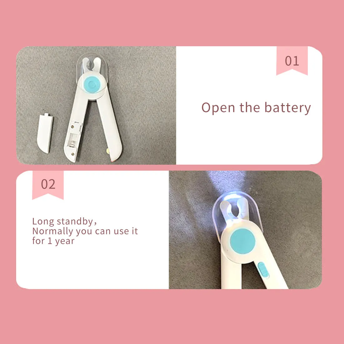 Pet LED Nail Clipper Dog Trimmer Hidden File Cutter Cat Puppy Rabbit Grooming