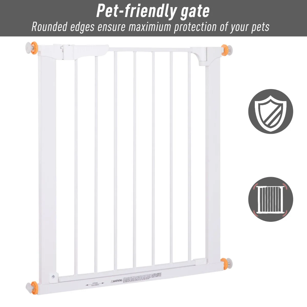 Pet Safety Barrier Gate W/ Iron tube, 74.9H x 73-80W cm-White