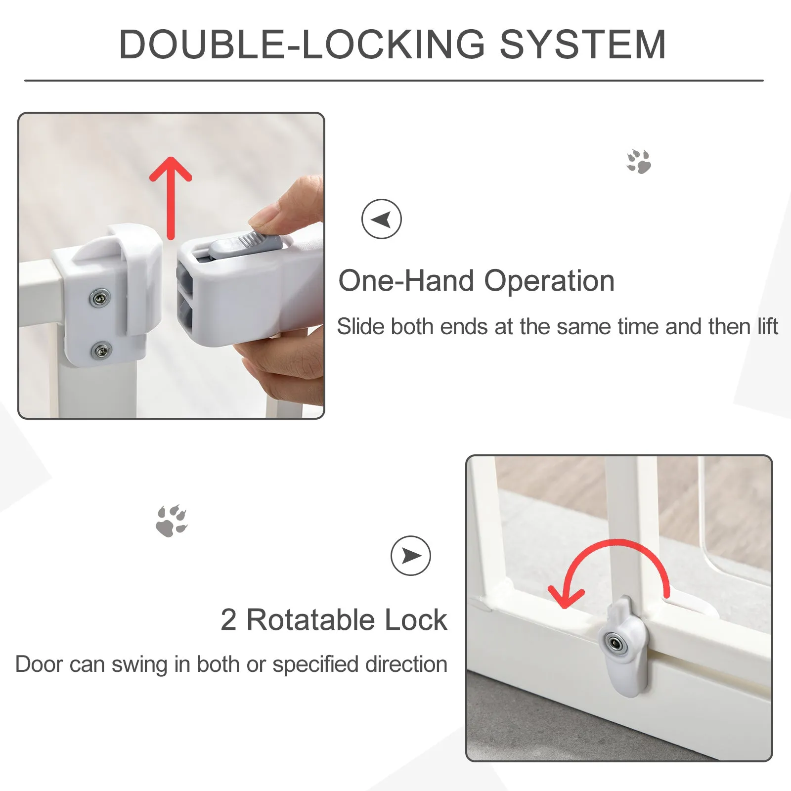 Pet Safety Gate Auto Close for Small Pet w/ Adjustable Screws 76.2 x 81.9cm