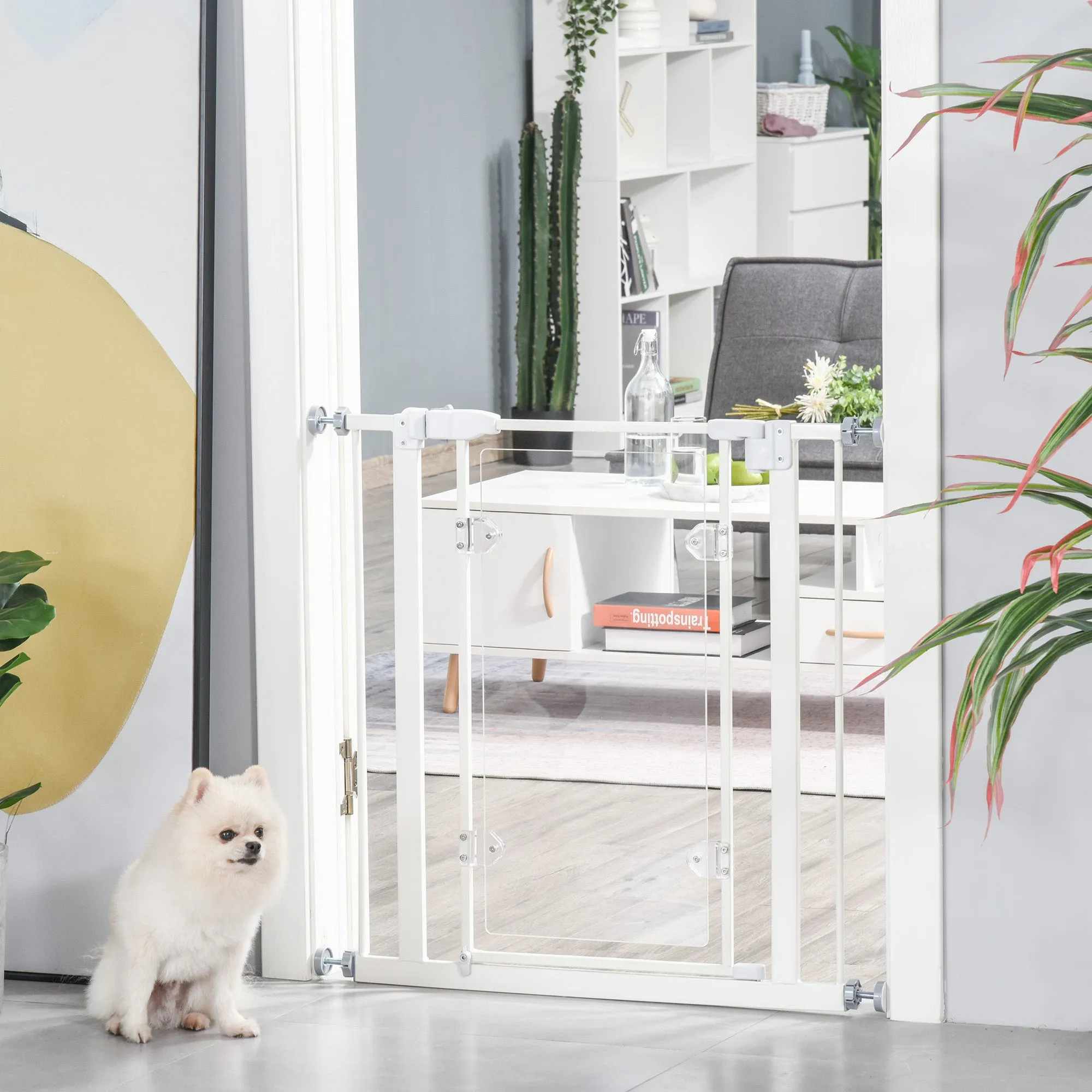 Pet Safety Gate Auto Close for Small Pet w/ Adjustable Screws 76.2 x 81.9cm
