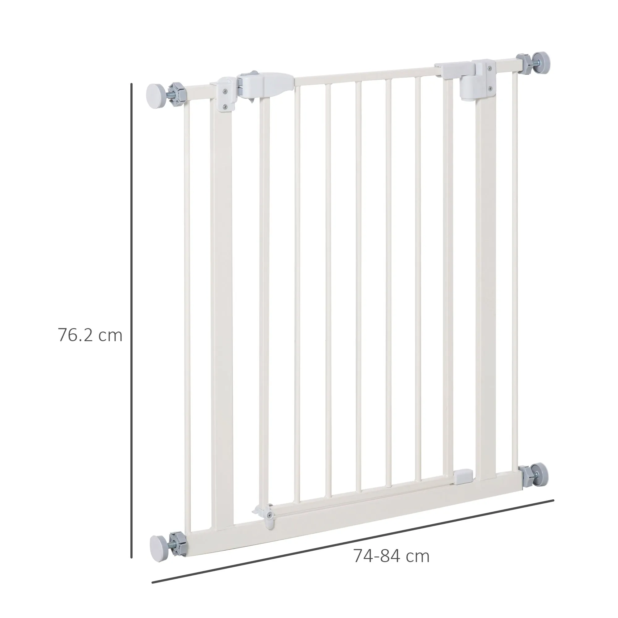 Pet Safety Gate Pressure Fitted Stair Barrier w/ Auto-Close Double Lock
