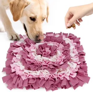 Pet Snuffle Mat for Dogs, Dog Feeding Mat, Nosework Training Mats for Foraging Instinct Interactive Puzzle Toys (Red&Pink&White)