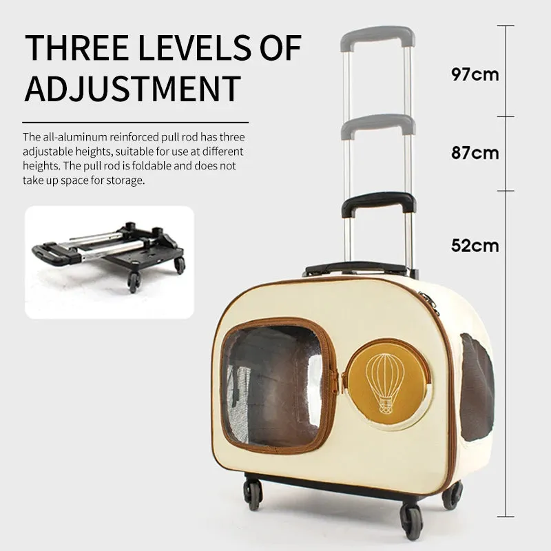 Portable Large Capacity Cat Bag Breathable Foldable Pet Trolley Case Cat Backpack Puppy Travel Bag Pet Stroller
