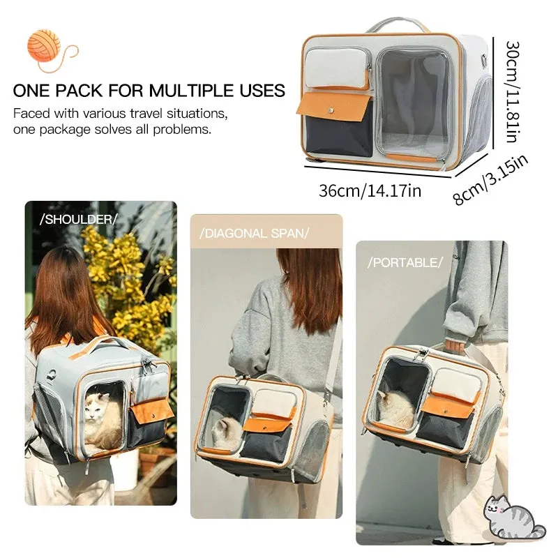 Portable Large Capacity Cat Bag Breathable Foldable Pet Trolley Case Cat Backpack Puppy Travel Bag Pet Stroller