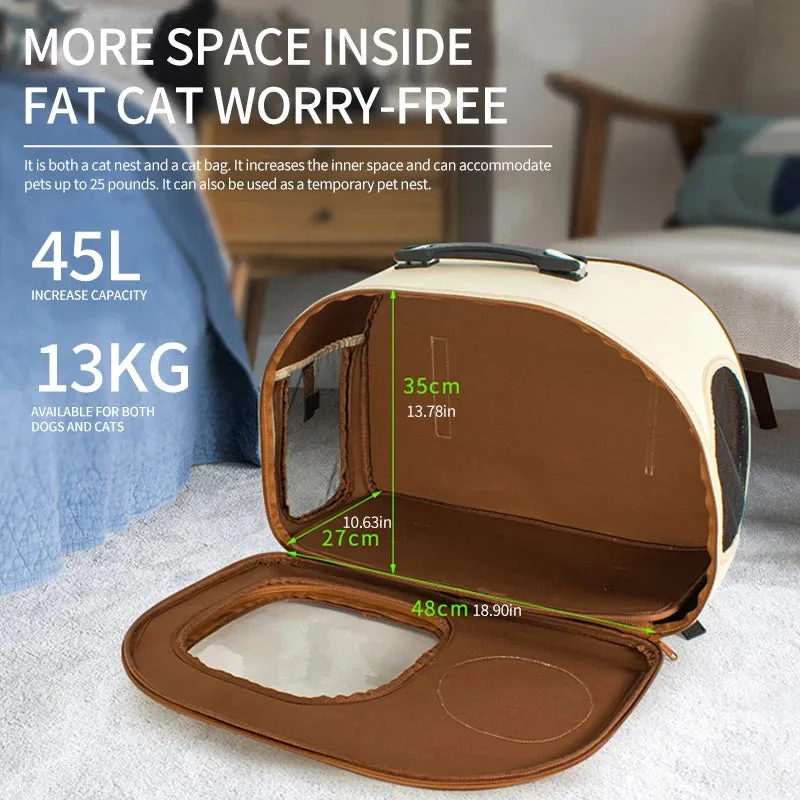 Portable Large Capacity Cat Bag Breathable Foldable Pet Trolley Case Cat Backpack Puppy Travel Bag Pet Stroller