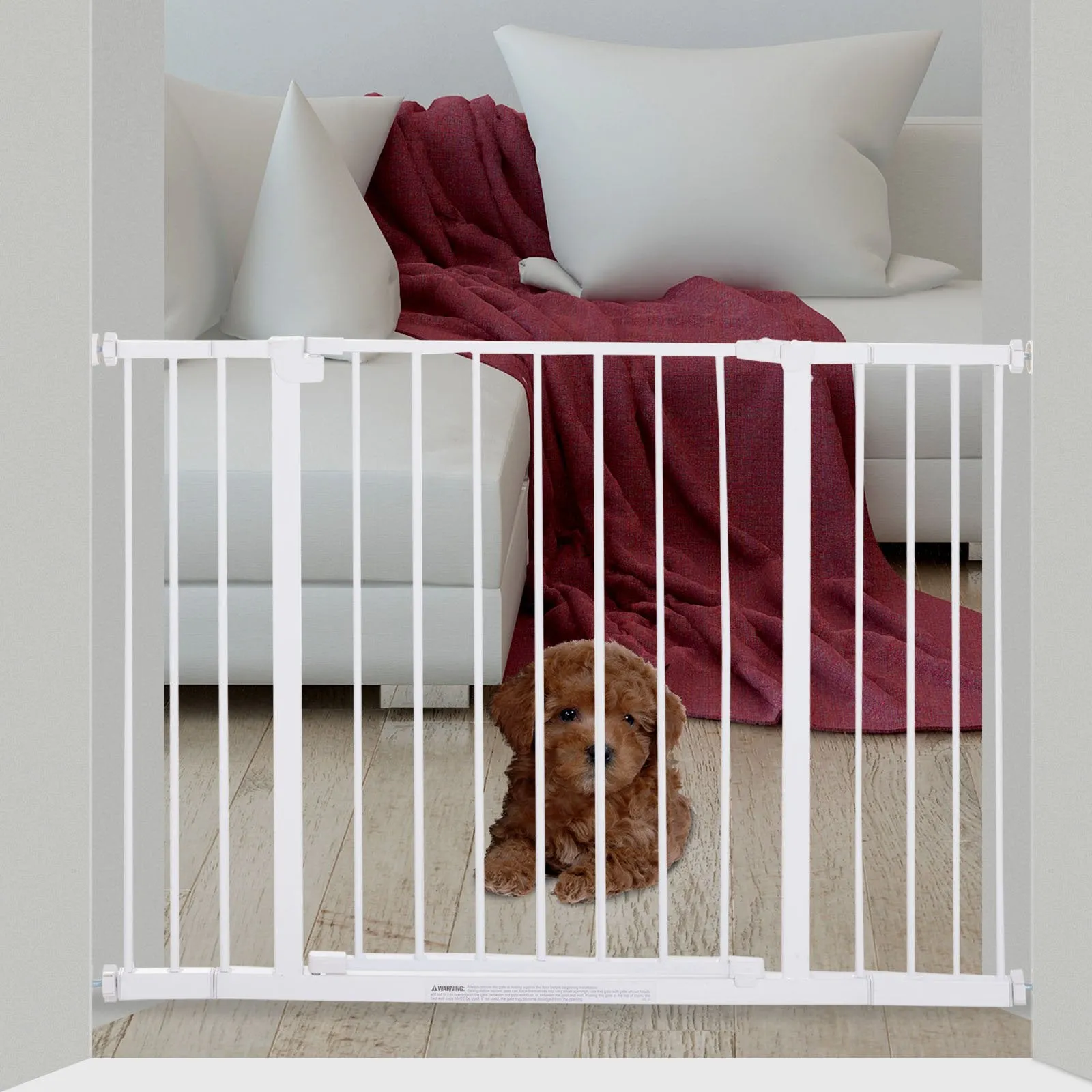 Pressure Fitted Pet Dog Safety Gate Metal Fence Extending 72-107cm Wide