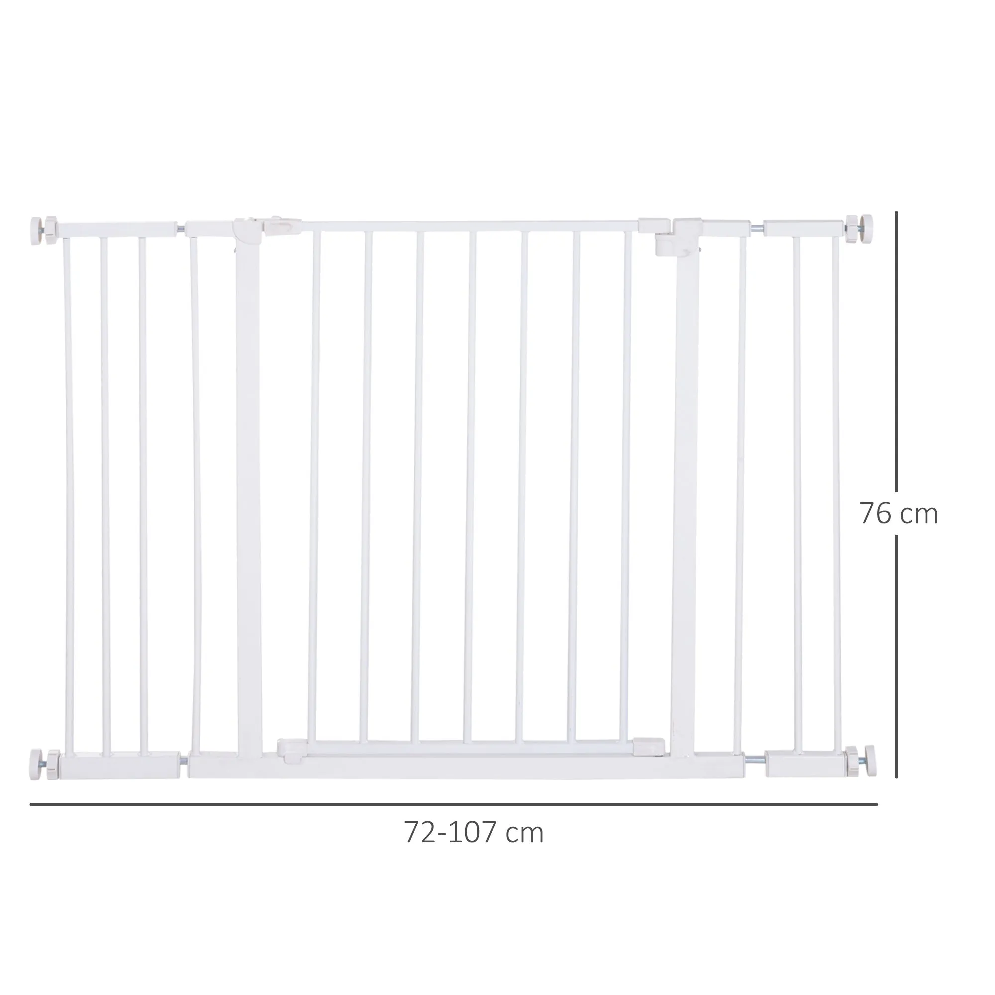 Pressure Fitted Pet Dog Safety Gate Metal Fence Extending 72-107cm Wide