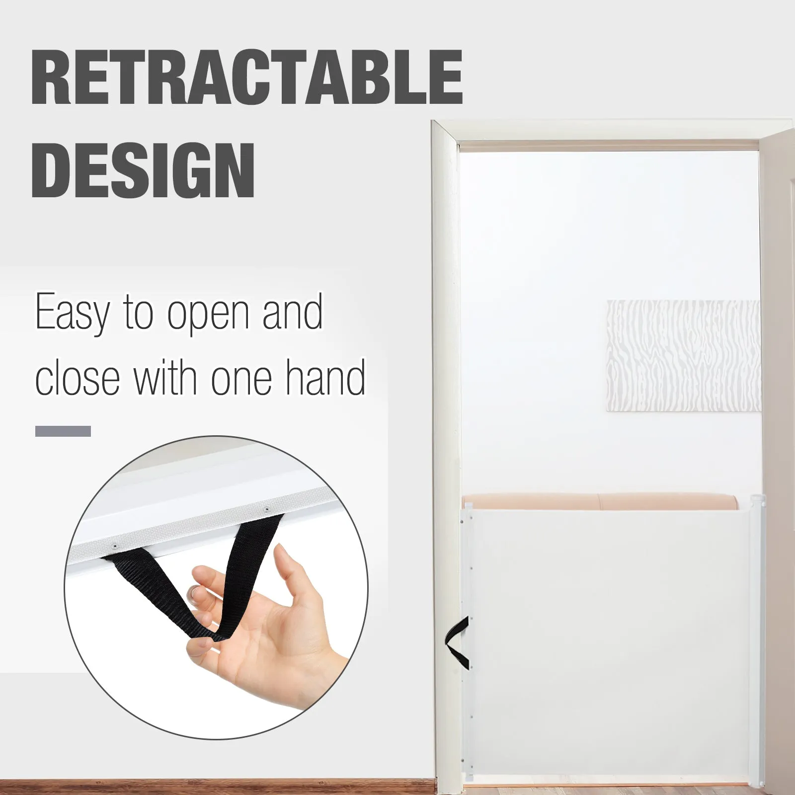 Retractable Dog Pet Safety Gate Barrier-White