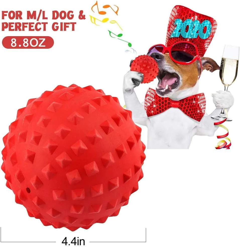RHL Dog Squeaky Toys for Aggressive chewers Large Breed Balls Interactive Ball Toy Almost Indestructible Tough Durable Stick Medium Small Dogs Puppy Chew with Non-Toxic Natural Rubber